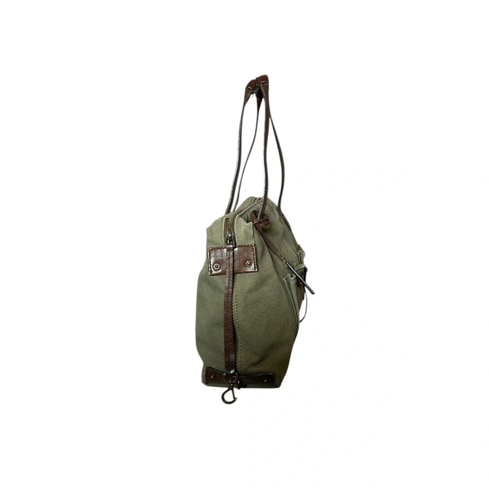 Vintage Y2K Gucci Tom Ford Canvas Cargo Shoulder Leather Utility Bag - Picture 2 of 10